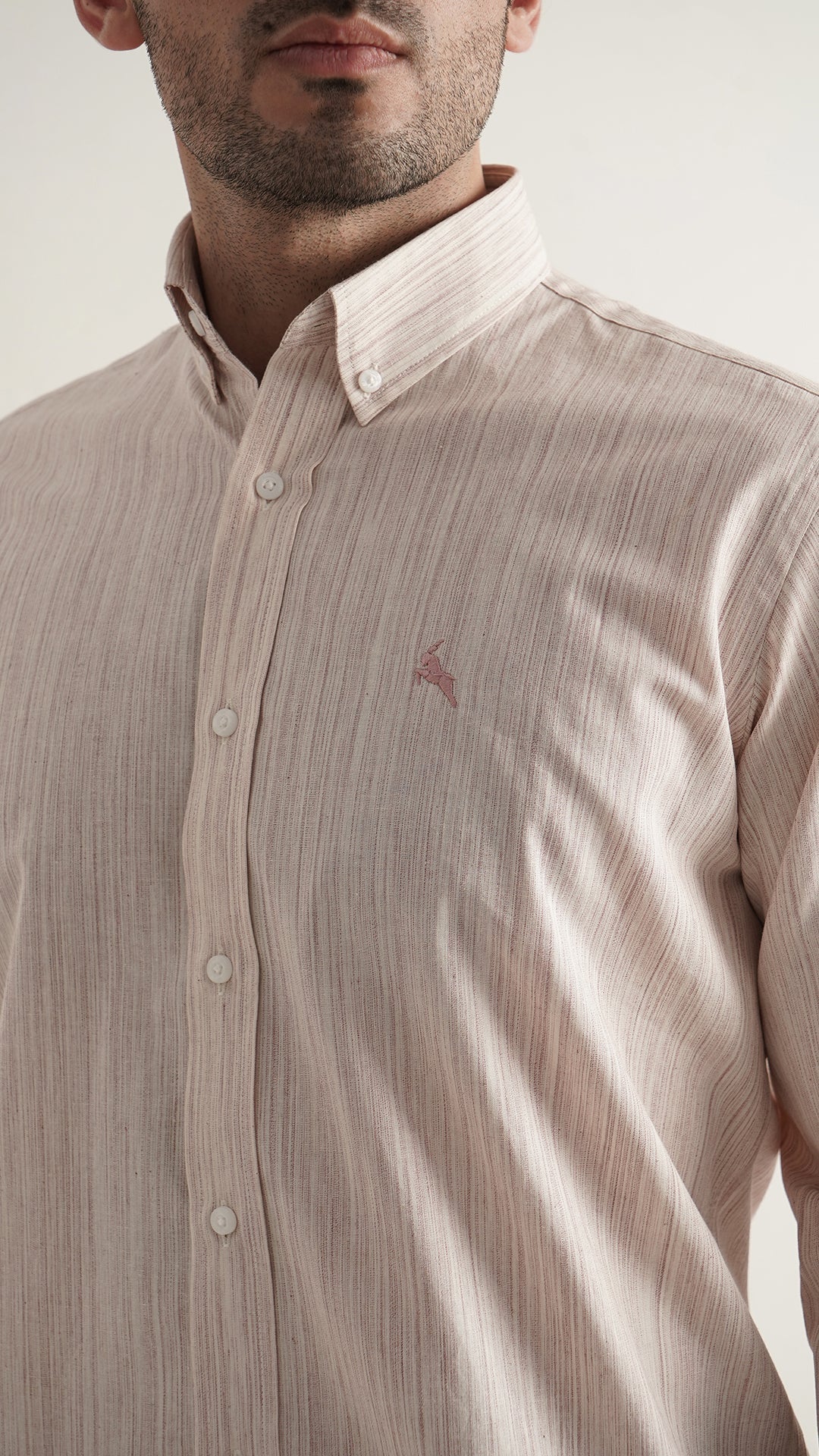 Markhor Light Brown Lining Wash N Wear Signature Casual Shirt