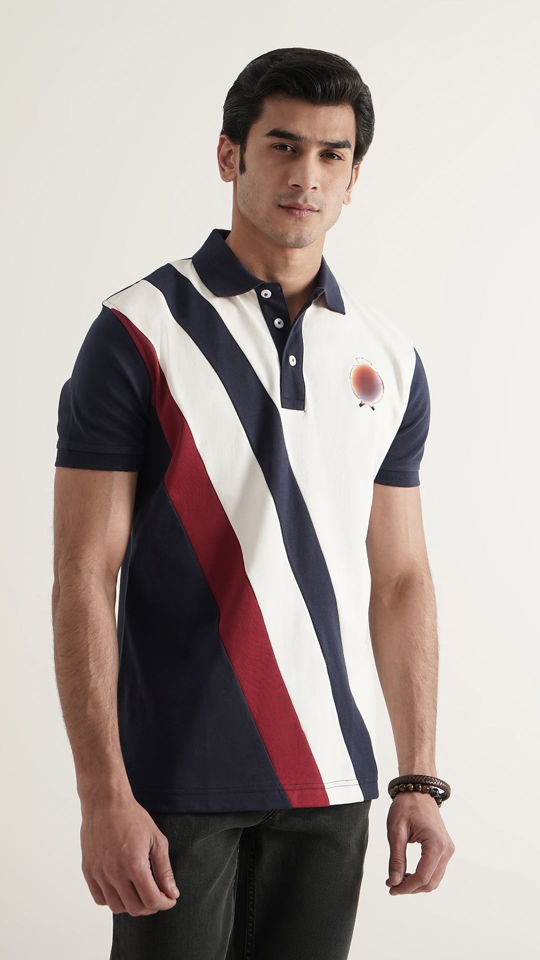 Markhor Navy and White Fashion Interlock Polo