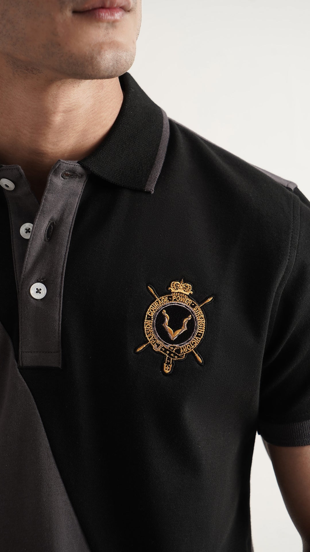 Markhor Black and Gray Fashion Interlock Polo
