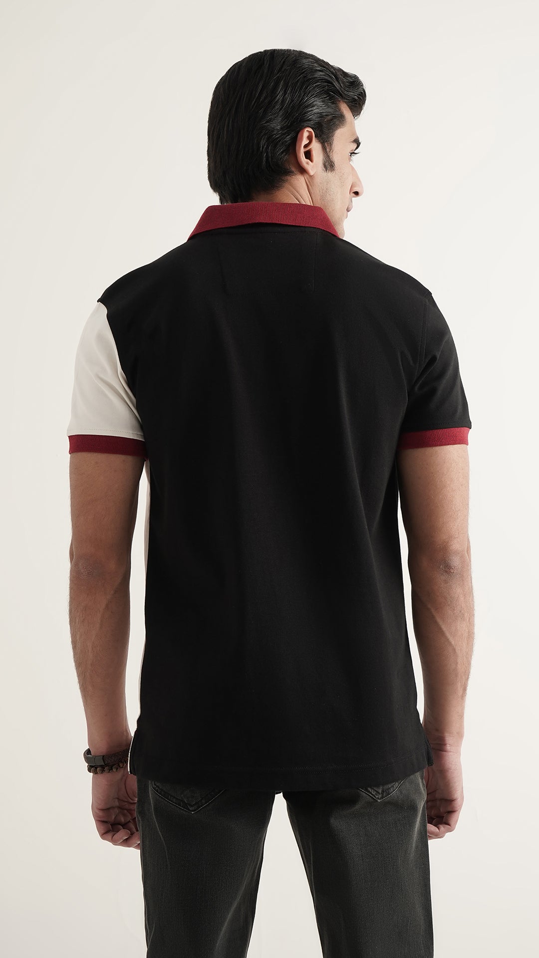 Markhor Dark Red, Black and White Fashion Interlock Polo