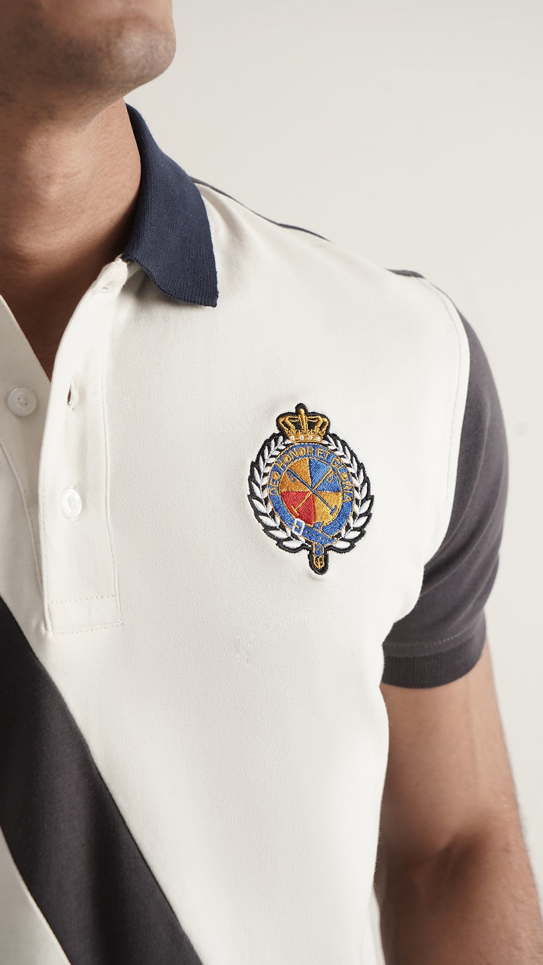 Markhor Navy, Gray, Maroon and White Fashion Interlock Polo