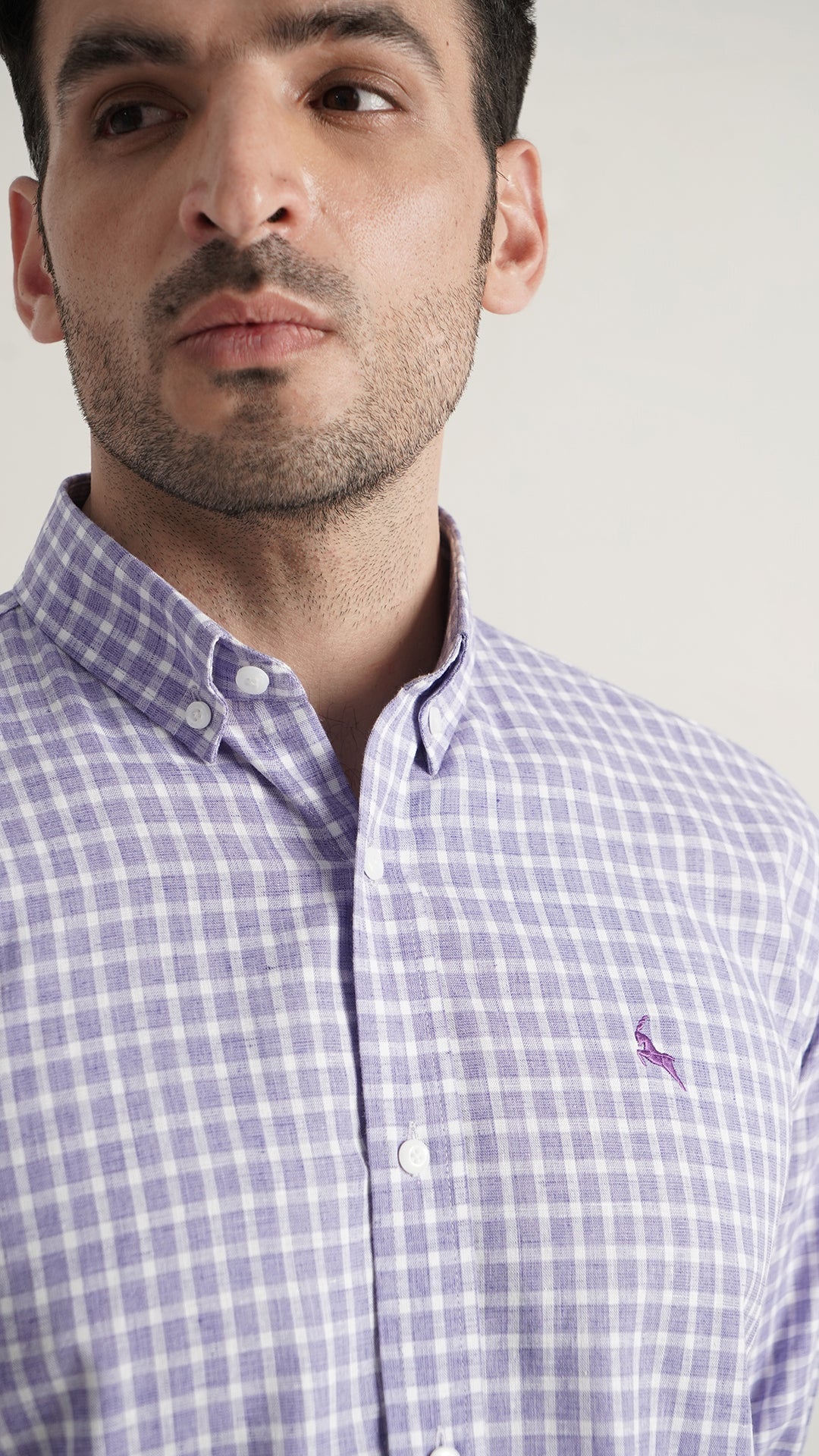 Markhor Purple Check Linen Signature Casual Shirt