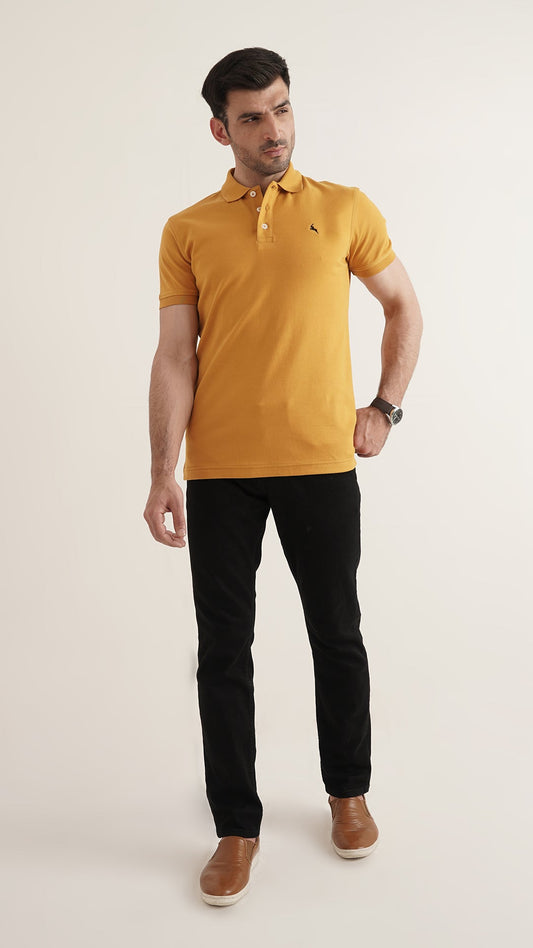 Markhor - Gold Series Yellow Plain Interlock Polo