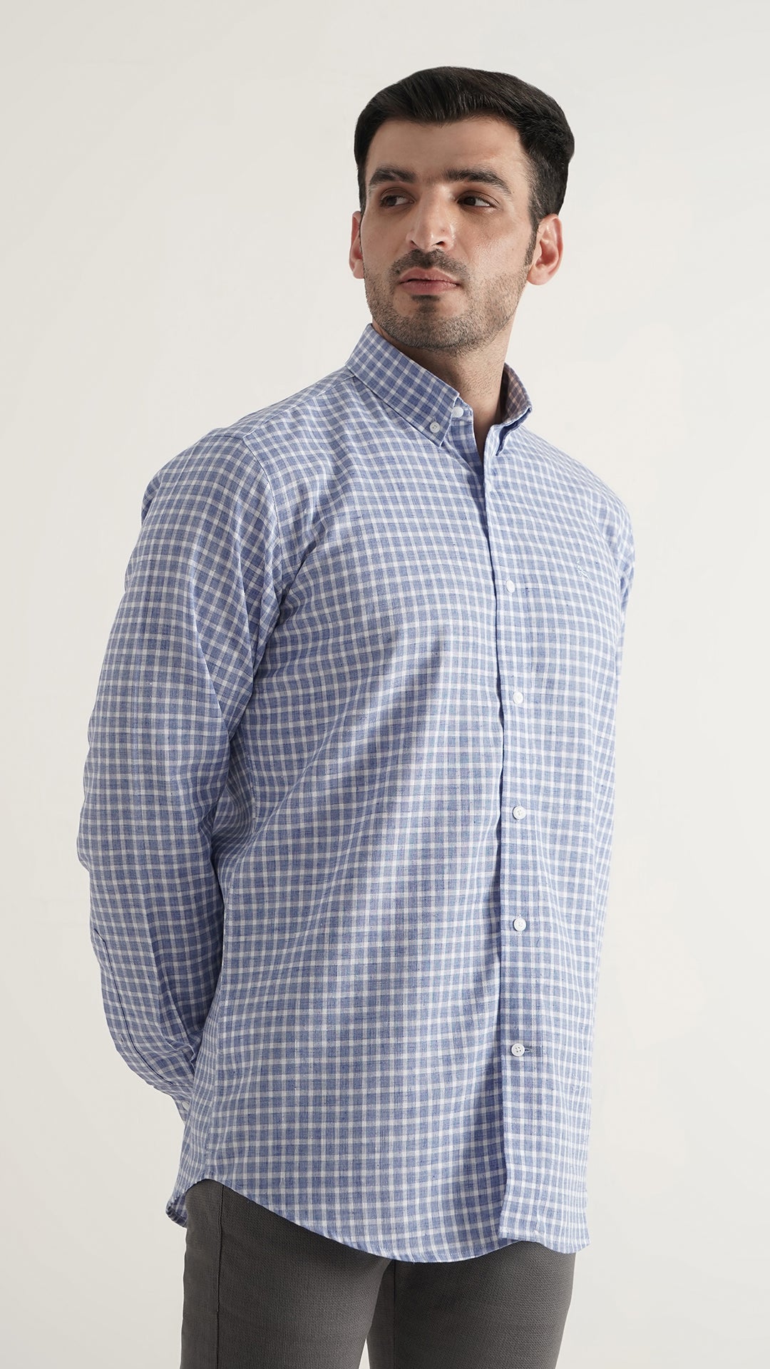 Markhor Blue Check Linen Signature Casual Shirt