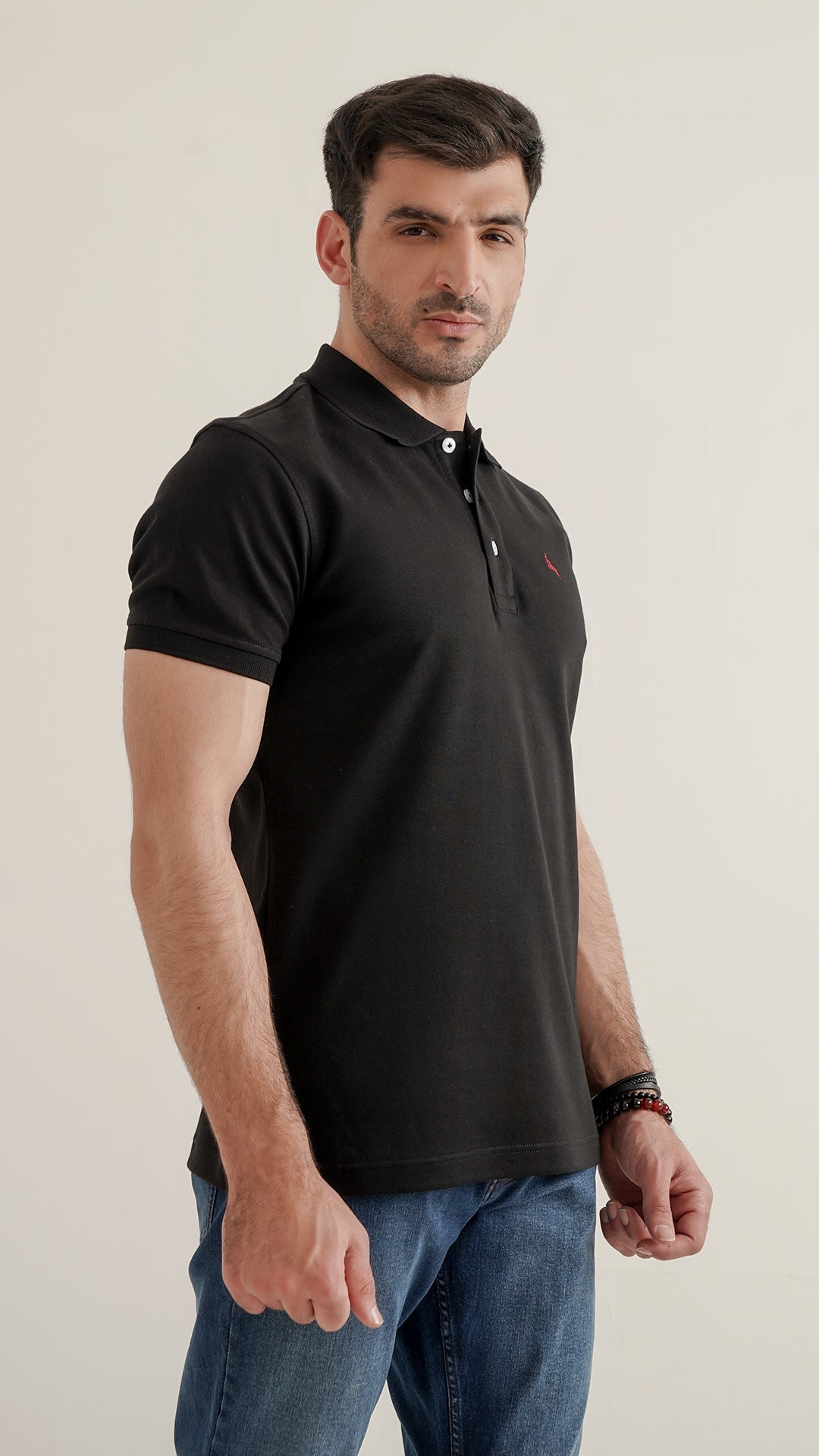Markhor - Gold Series Black Plain Interlock Polo