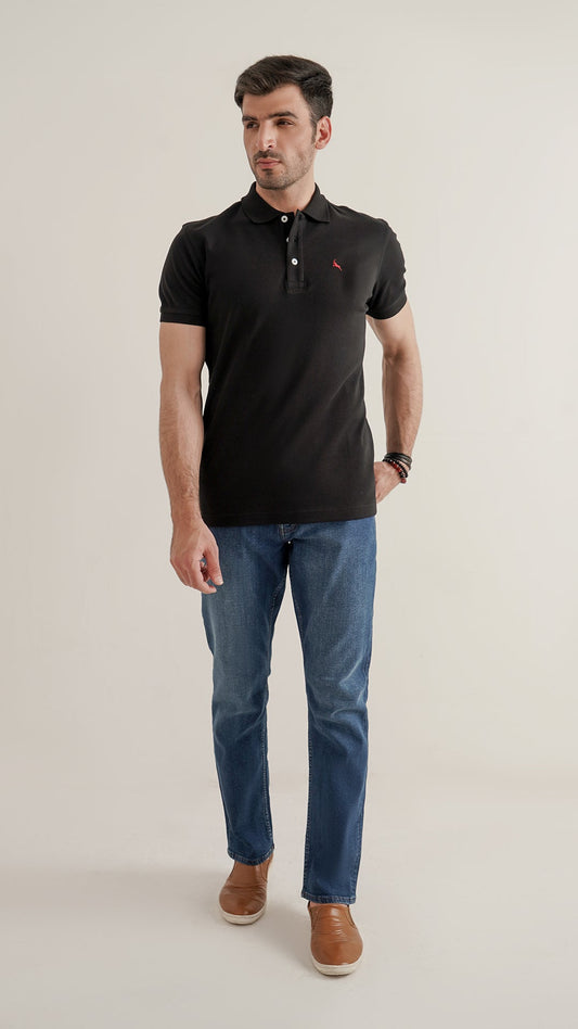 Markhor - Gold Series Black Plain Interlock Polo