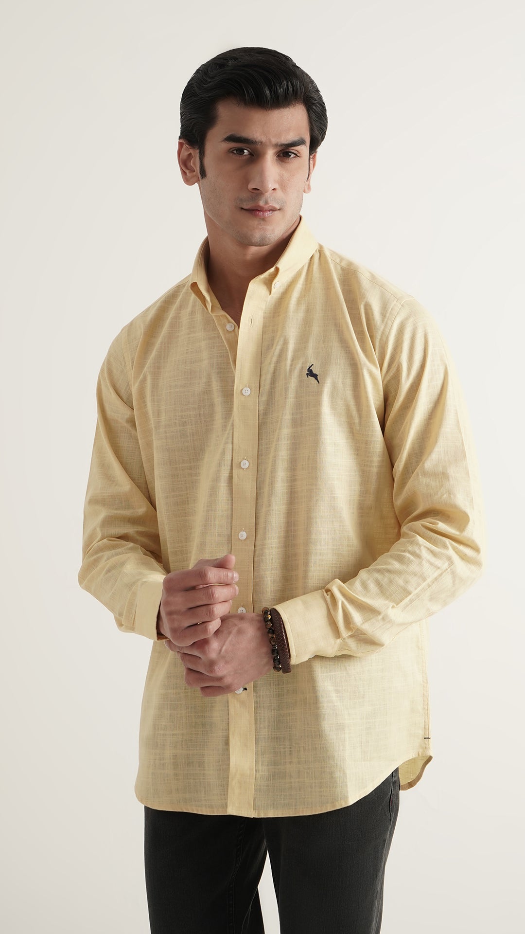 Markhor Yellow Plain Linen Signature Casual Shirt