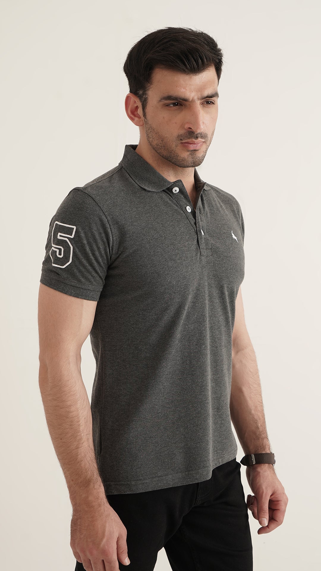 Markhor Charcole Gray Plain Pique Polo