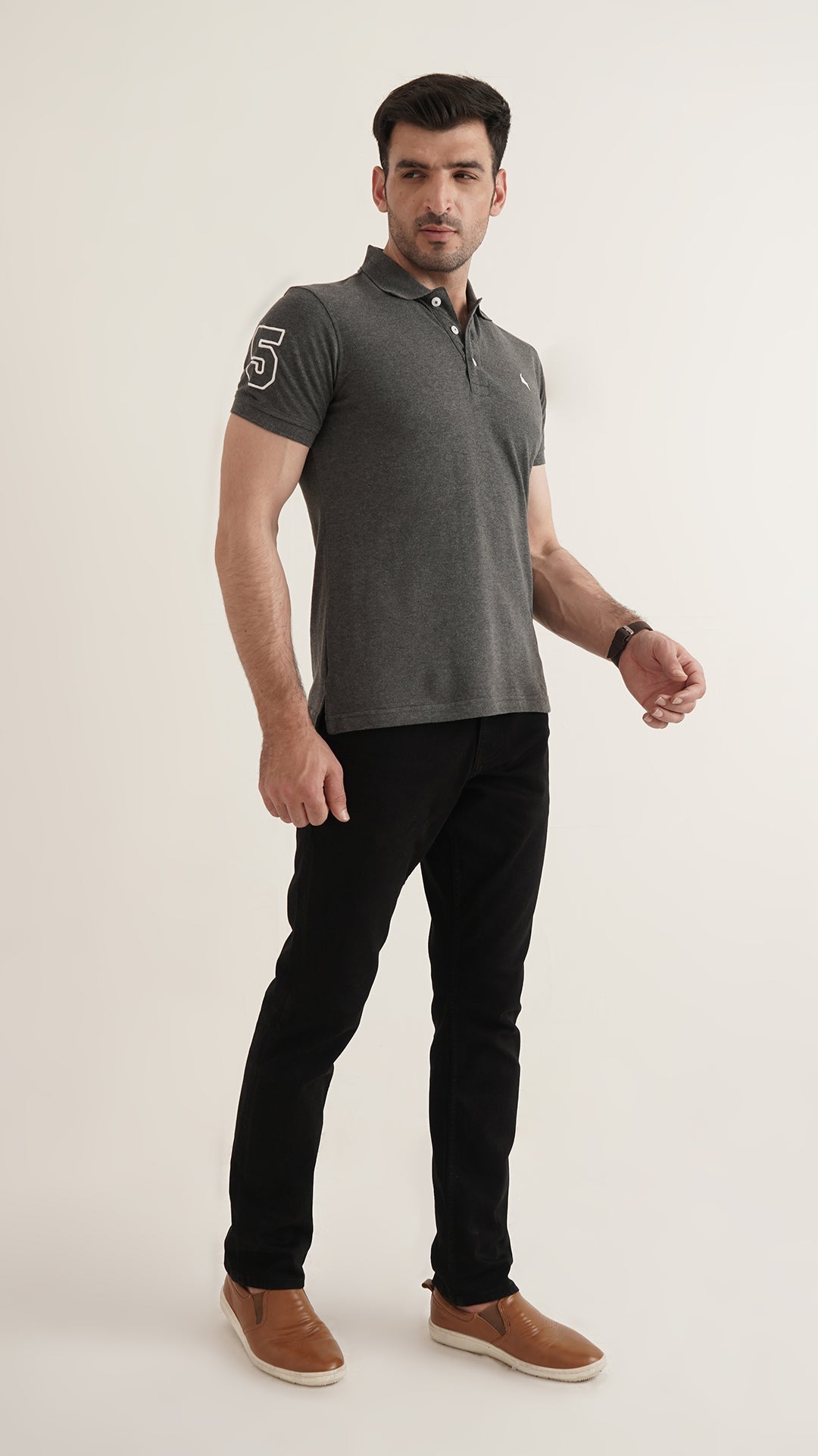 Markhor Charcole Gray Plain Pique Polo