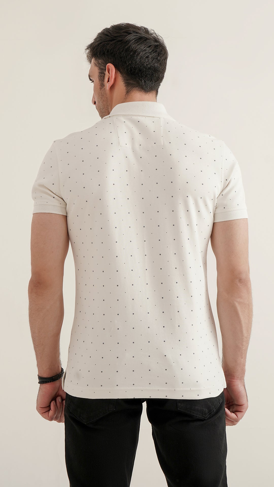 Markhor - Gold Series Off White Print Interlock Polo