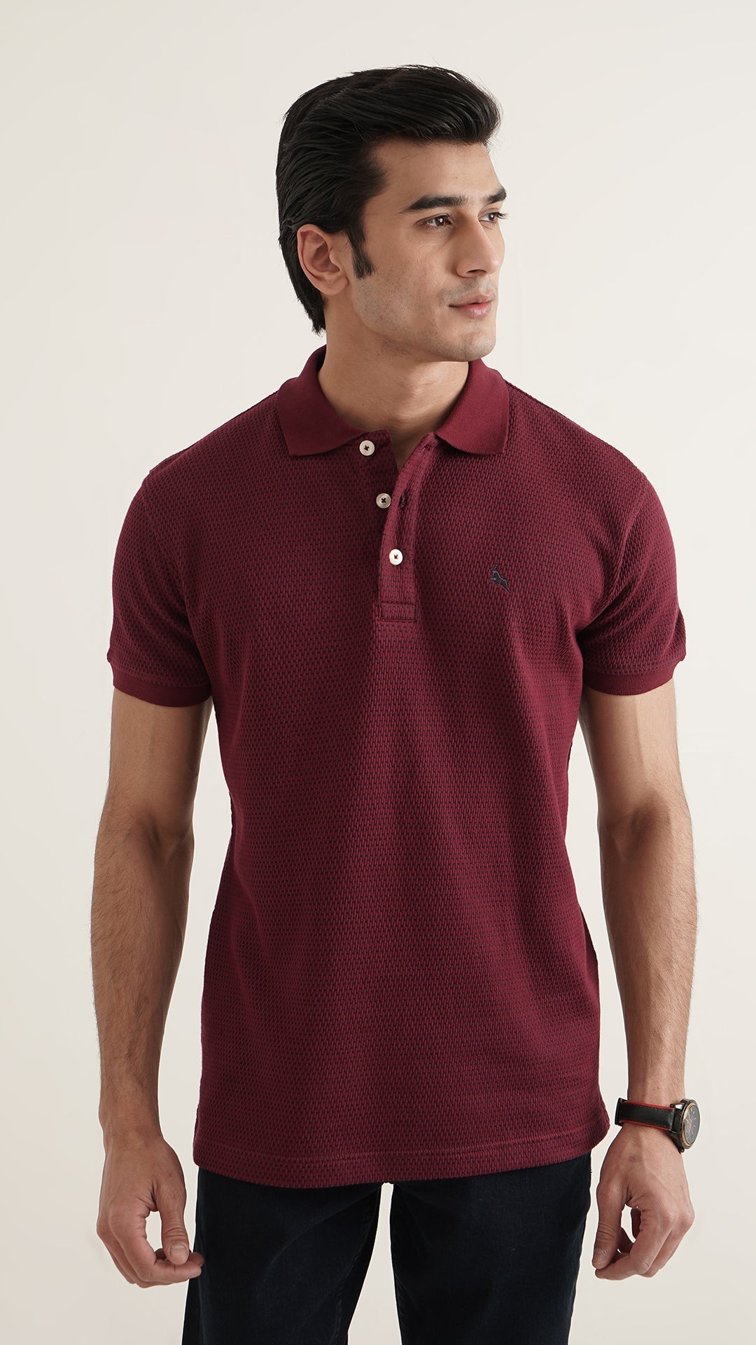 Markhor - Gold Series Maroon Jacquard Polo