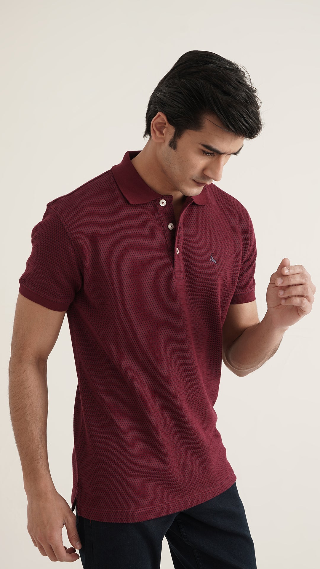 Markhor - Gold Series Maroon Jacquard Polo