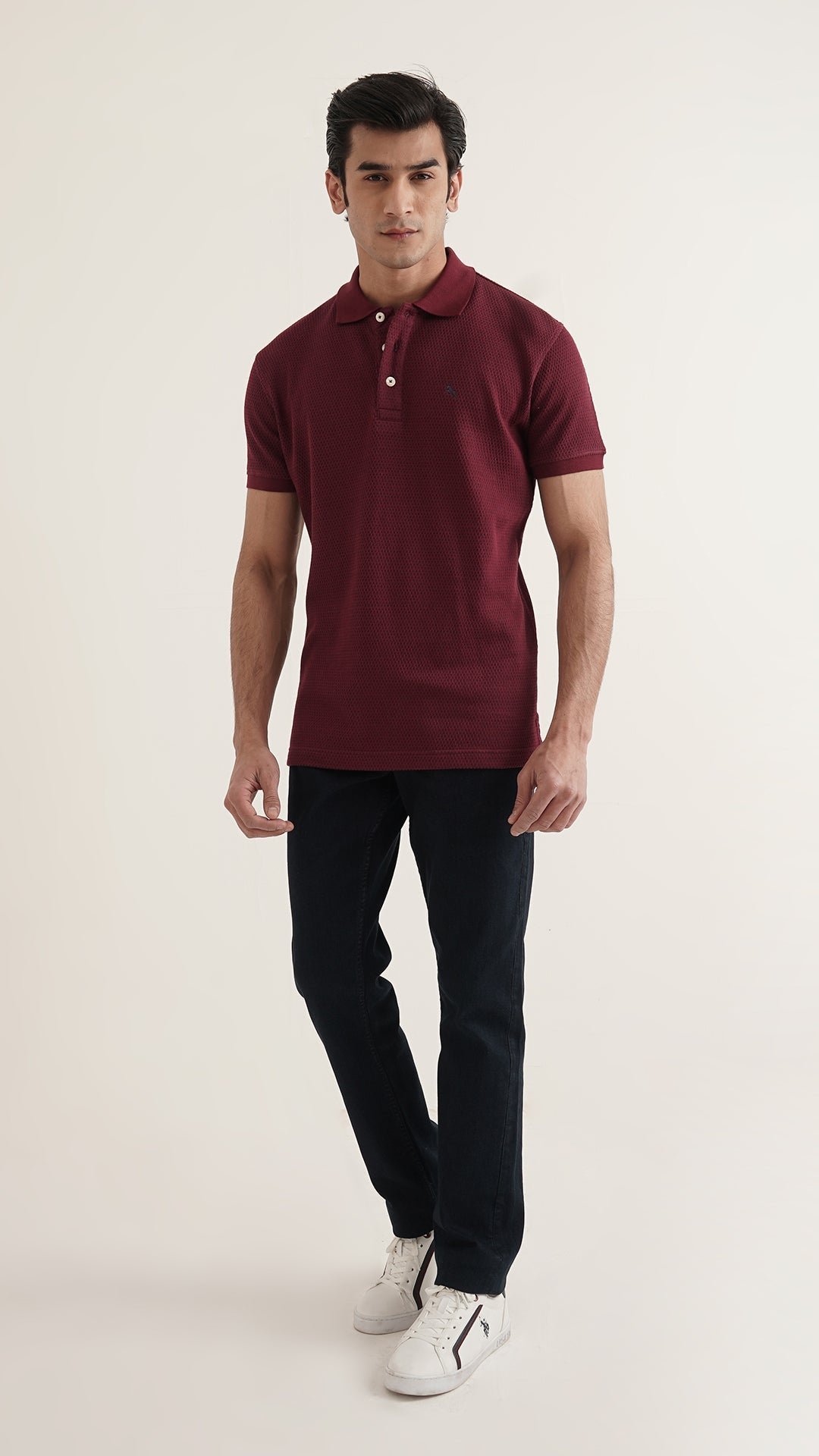Markhor - Gold Series Maroon Jacquard Polo
