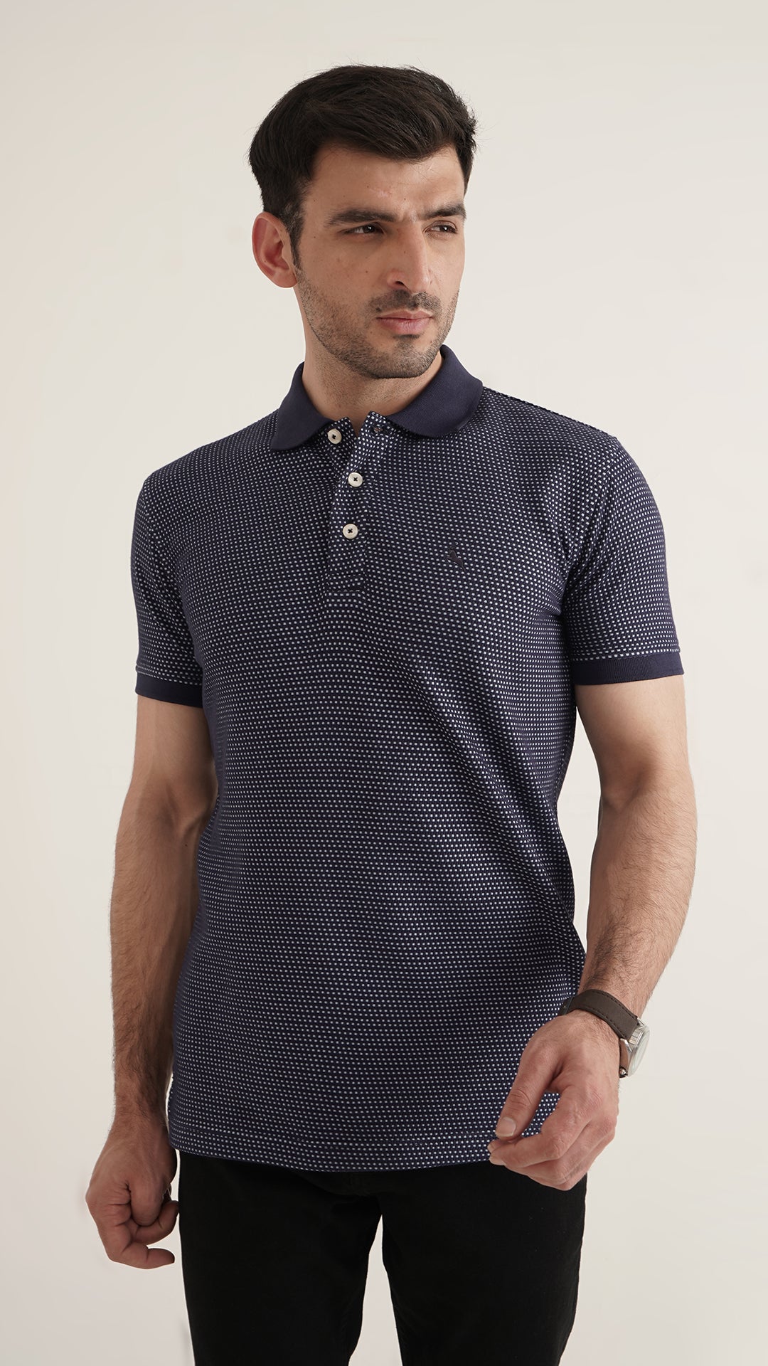 Markhor - Gold Series Navy and Sky Jacquard Polo