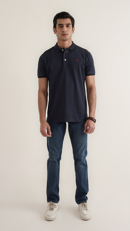 Markhor - Gold Series Navy Plain Interlock Polo