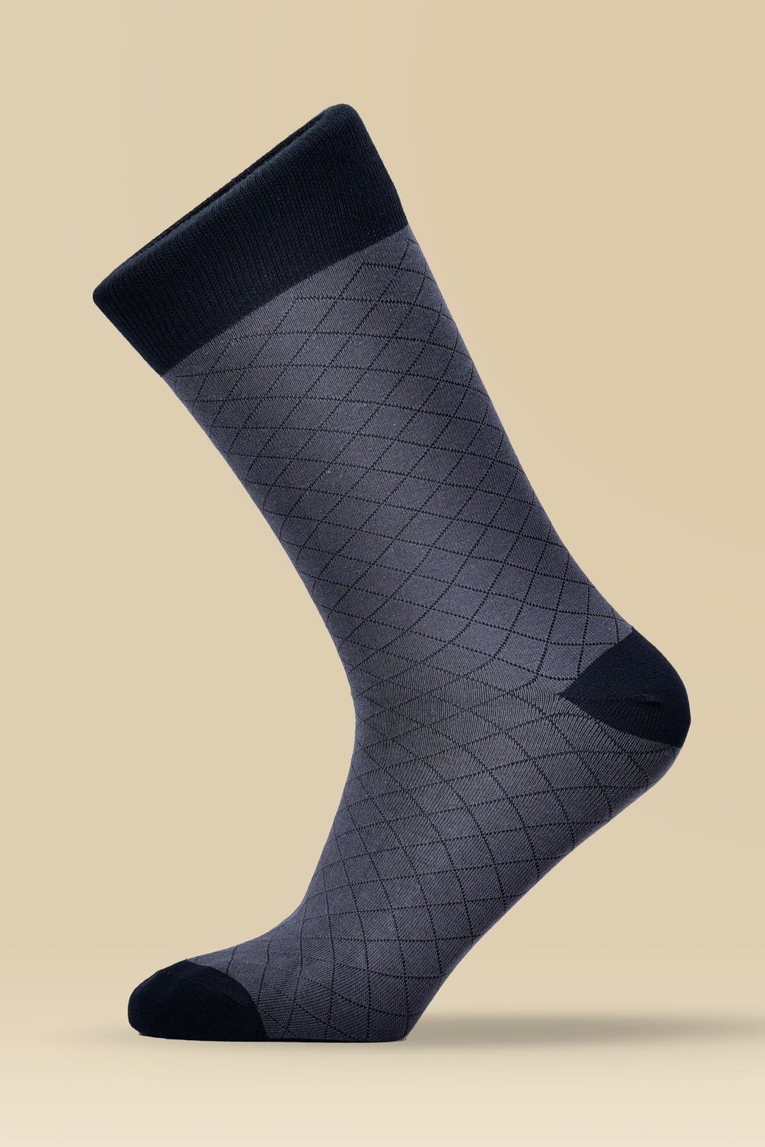 Checkered D.Grey Combed Cotton Socks