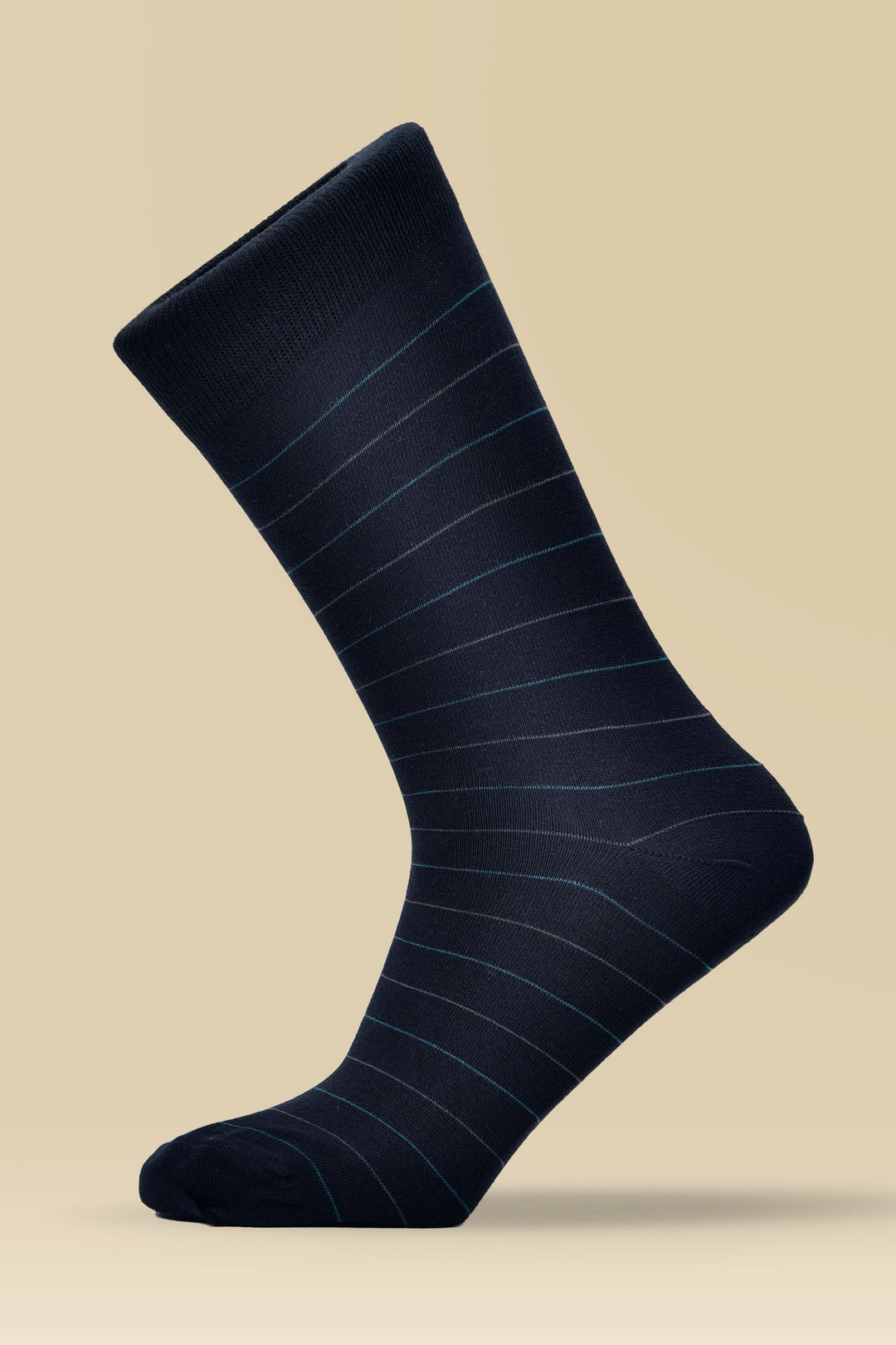 Striped D.Navy Combed Cotton Socks