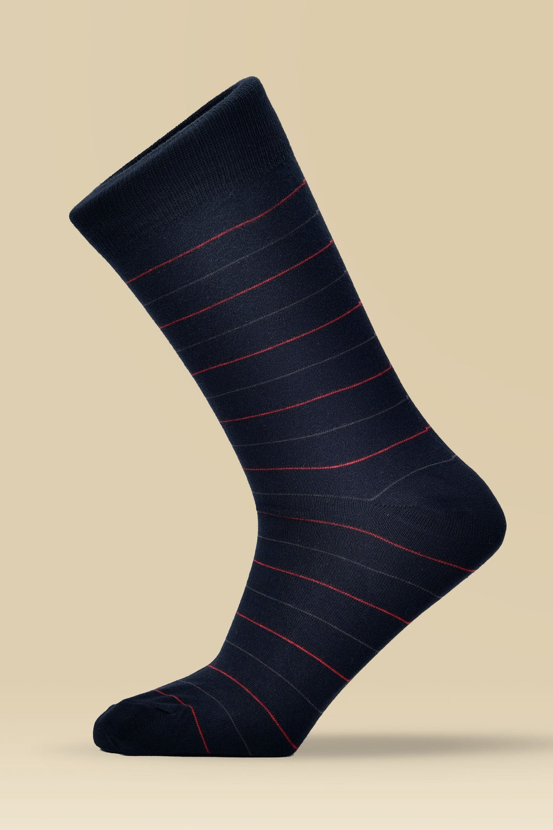 D.Navy Striped Combed Cotton Socks