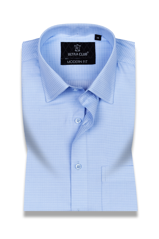 Formal Shirt Sky Blue Checkered 1543-22