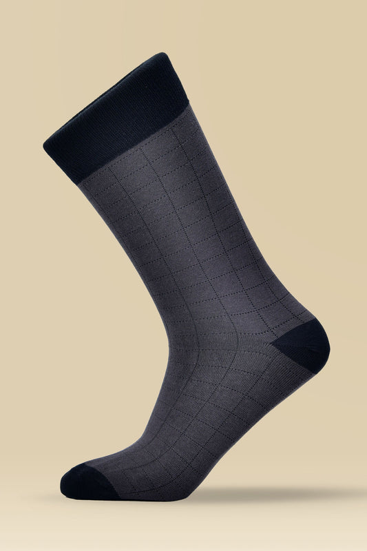 Grey Checkered Combed Cotton Socks
