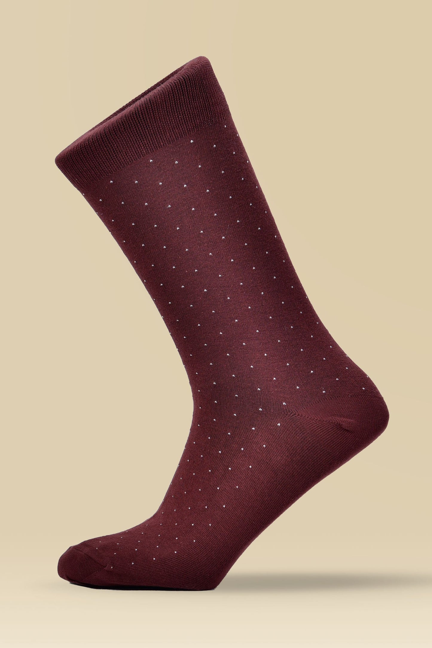 Dotted Maroon with White Combed Cotton Socks