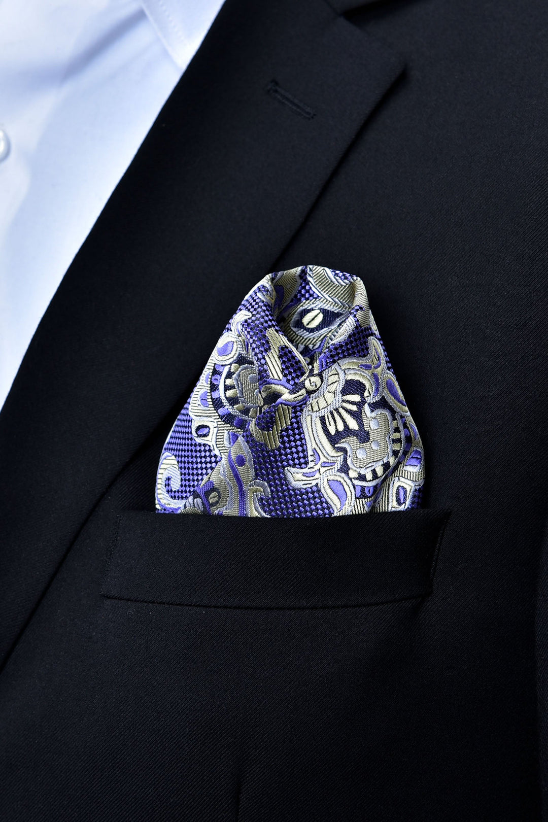 Blue and Grey Printed Pocket Square