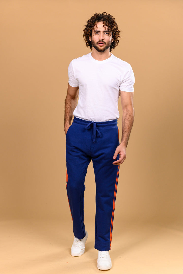 STRAIGHT R.BLUE TROUSER WITH ORANGE EMBROIDERY-CR05RU