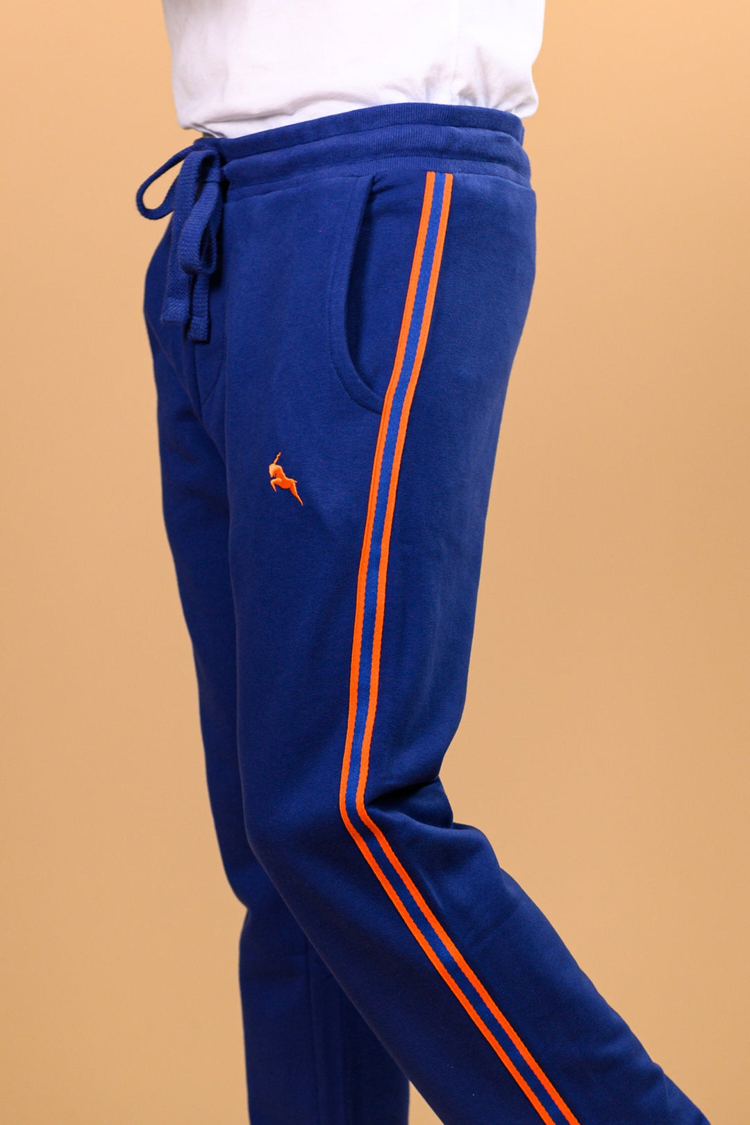 Orange Striped Blue Straight Knit Trouser
