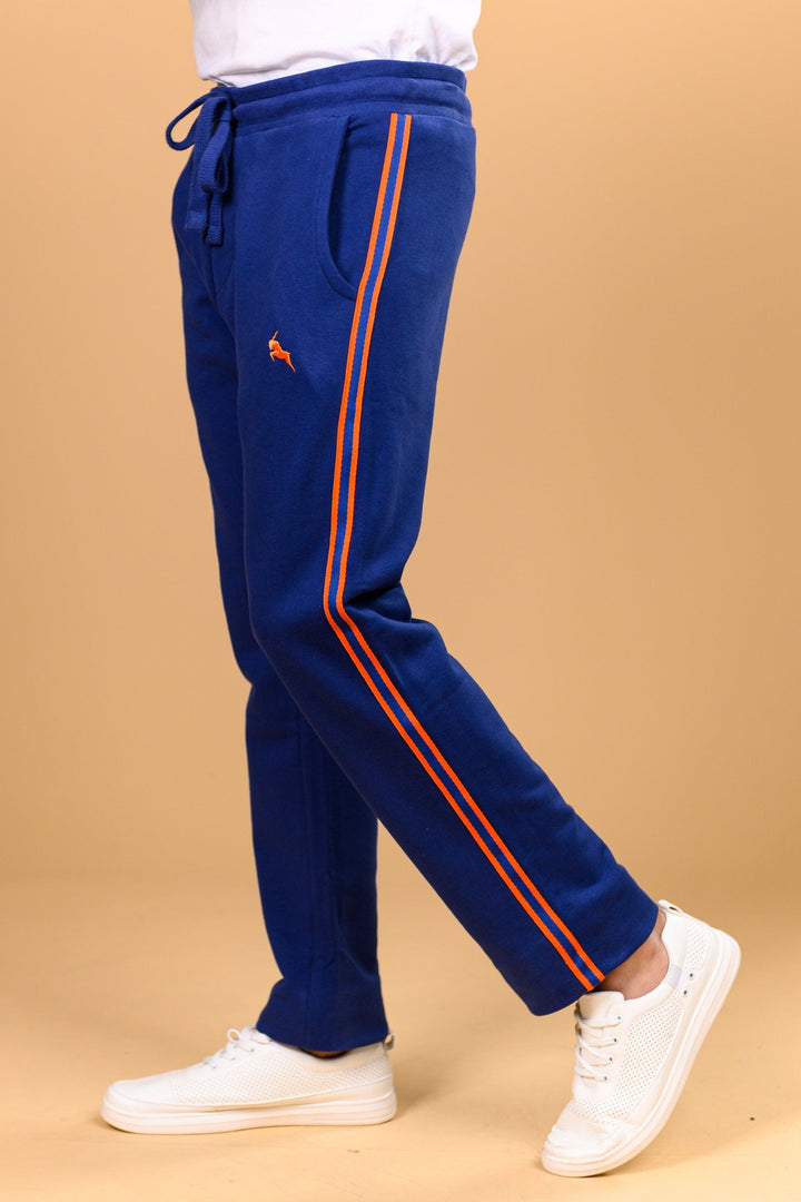 Orange Striped Blue Straight Knit Trouser